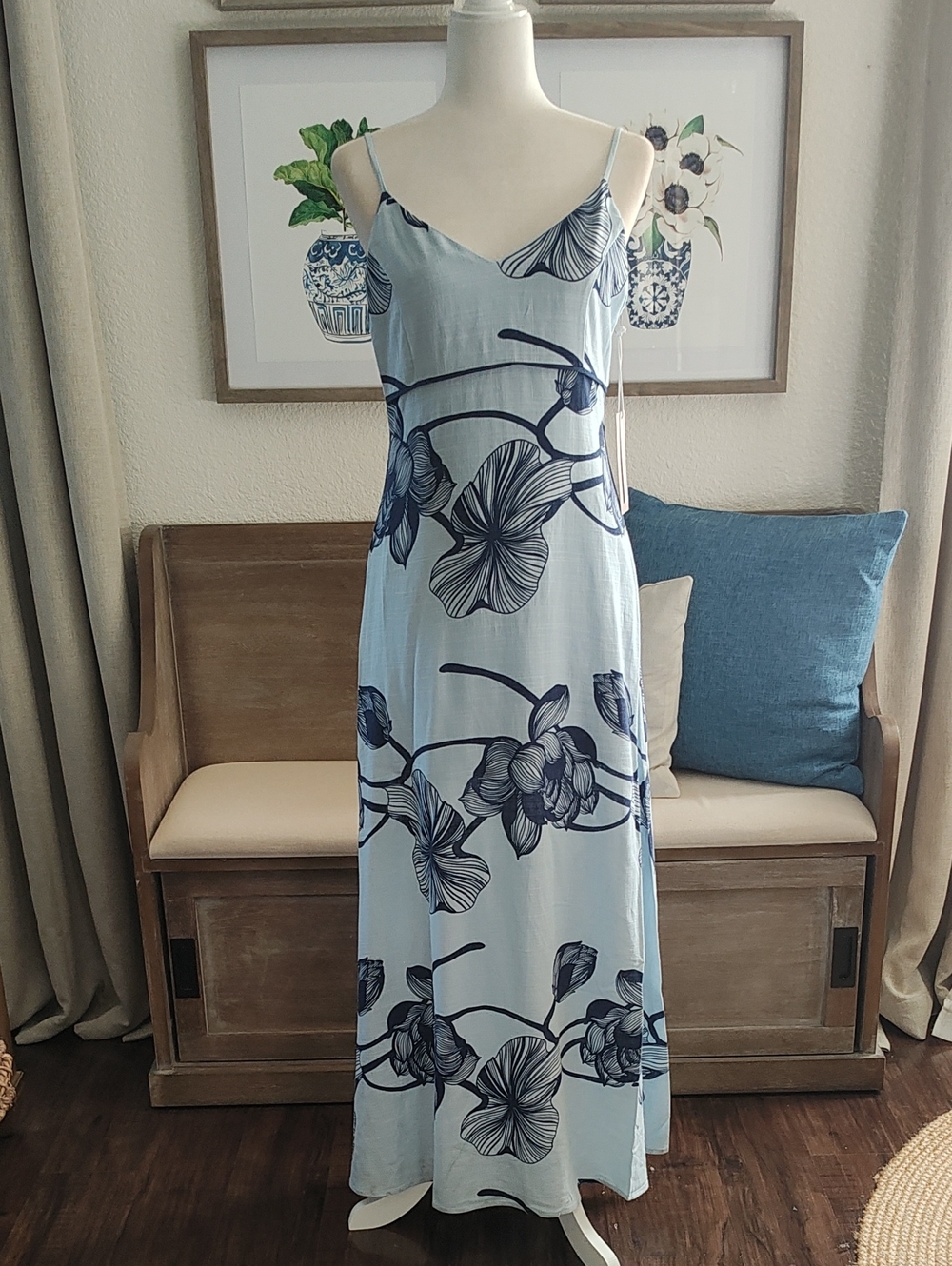 NEW MAXI Summer Floral Maxi Linen Blend Dress